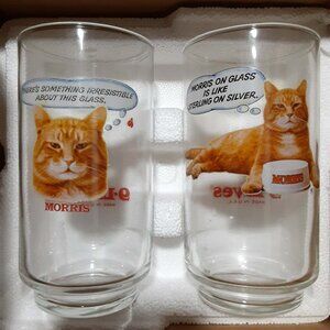 NEW Vintage Morris Cat 9 Lives Drinking Glasses NIB NOS
